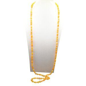 Vintage Orange and Clear Beaded Necklace Flapper Length Lightweight Plastic Xtra